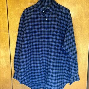 Ralph Lauren Big & Tall Oversized Navy Blue Checkered Men's Shirt Y2K Preppy